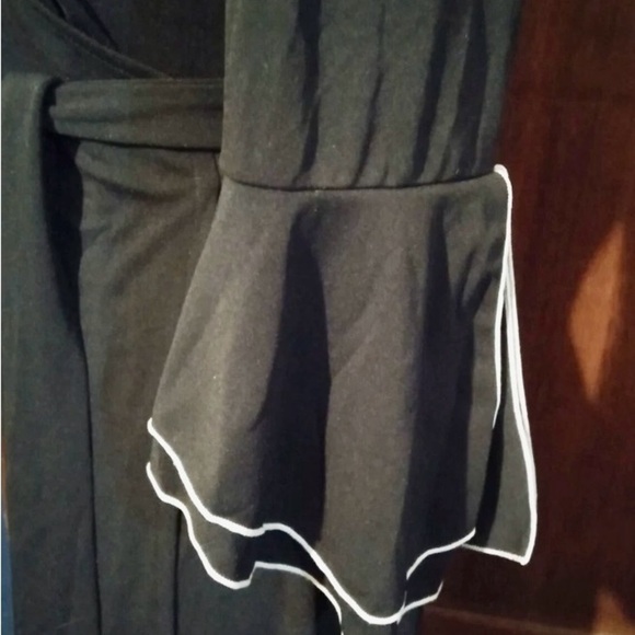 Express Black Wrap Midi Dress with Ruffle Cuffs - Picture 4 of 7